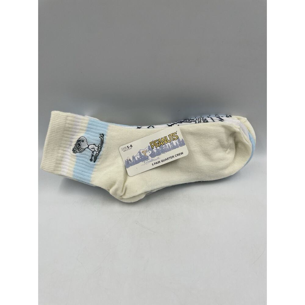 Snoopy Peanuts “Puffer Jacket” Socks Womens 5 Pairs Shoe Size 5-8 NEW